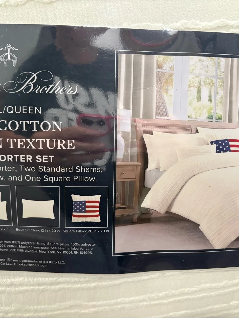 NEW Brooks Brothers Red/White/Blue 100% Cotton Woven Comforter Set- Queen/Full